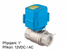 Two-way rotary mini valve Tork DN 25 with el. actuator 12-24 DC