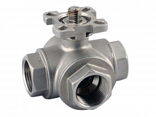 Stainless steel three-way ball valve Tork KV904 DN 32 with ISO flange