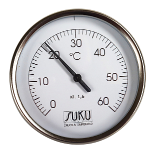 Thermometer SUKU, D 80, L 63, 0-60°C + thermowell, 1/2 (C31.000031)