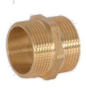 Double Nipple Brass Cylindrical Threads 600.57, DN32 (600.57.5/4)